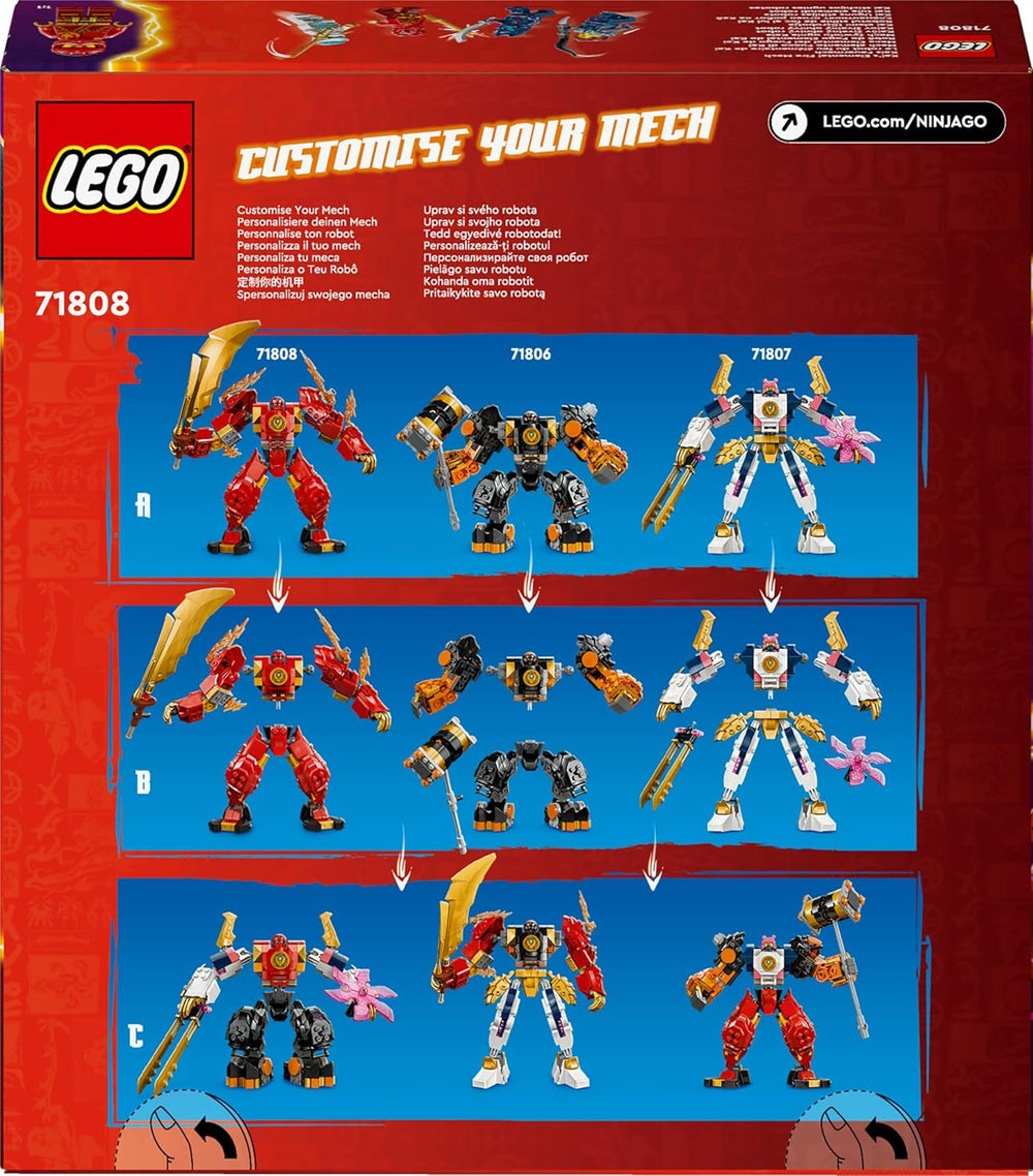 LEGO NINJAGO Kais Feuermech, Actionfiguren-Spielzeug für Kinder mit roter Mech-Figur zum Umgestalten, Ninja-Set mit 4 Figuren inkl. Kai und Zane, Geschenk für 7-jährige Jungs und Mädchen 71808