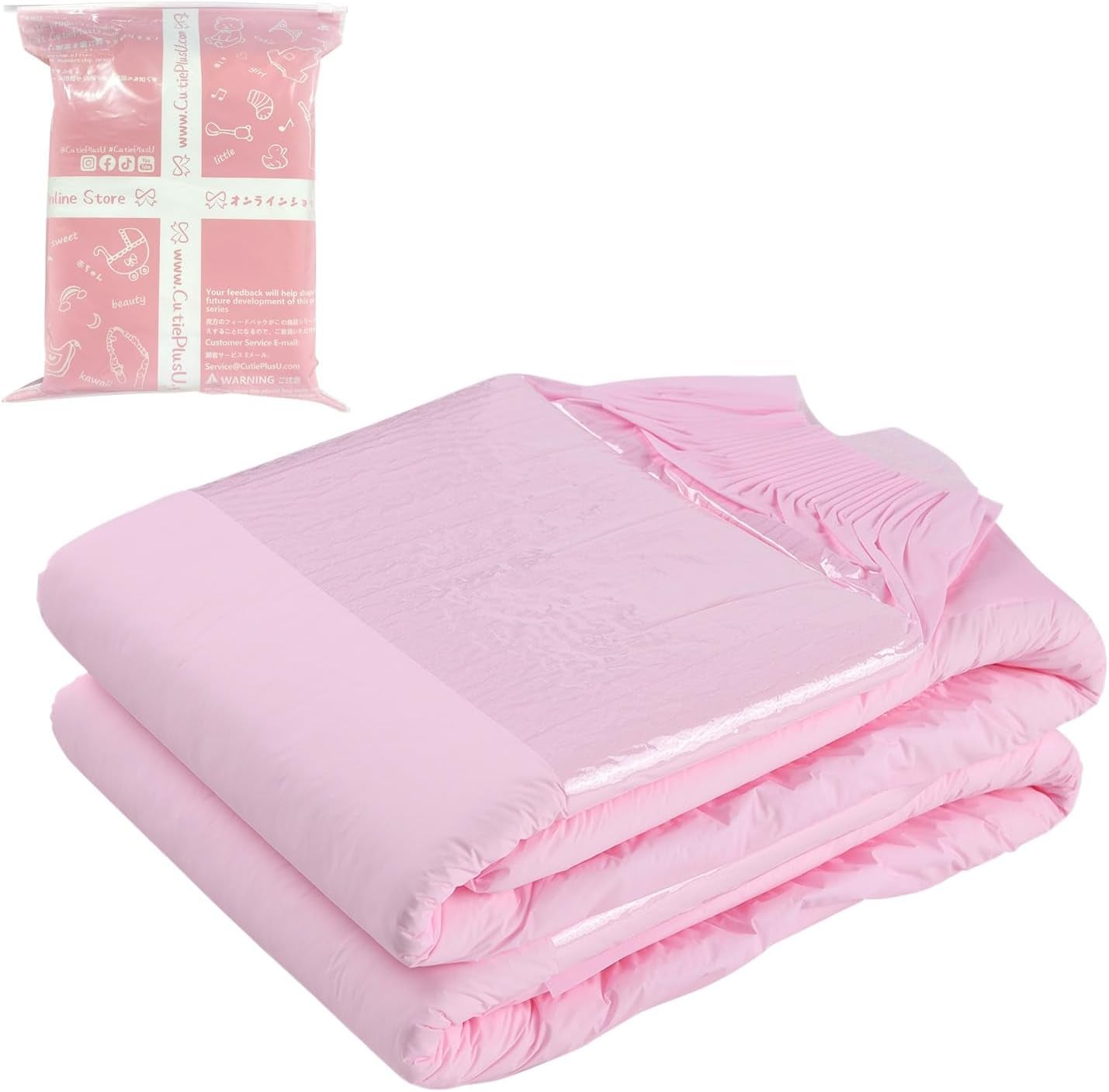 Scutece pentru adulți CutiePlusU, suprafață uscată, absorbție maximă peste noapte, scutec de incontinență de unică folosință – albastru, roz, alb, 3 bucăți (medii 71-96 cm)