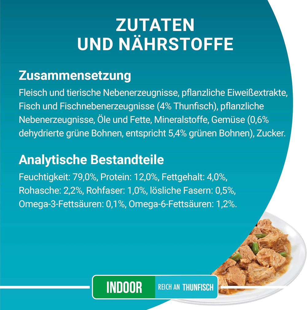 Hrană umedă pentru pisici PURINA ONE Indoor Formula, bucăți fragede în sos pentru pisici de casă, cu ton, pachet de 26 (26 x 85g)