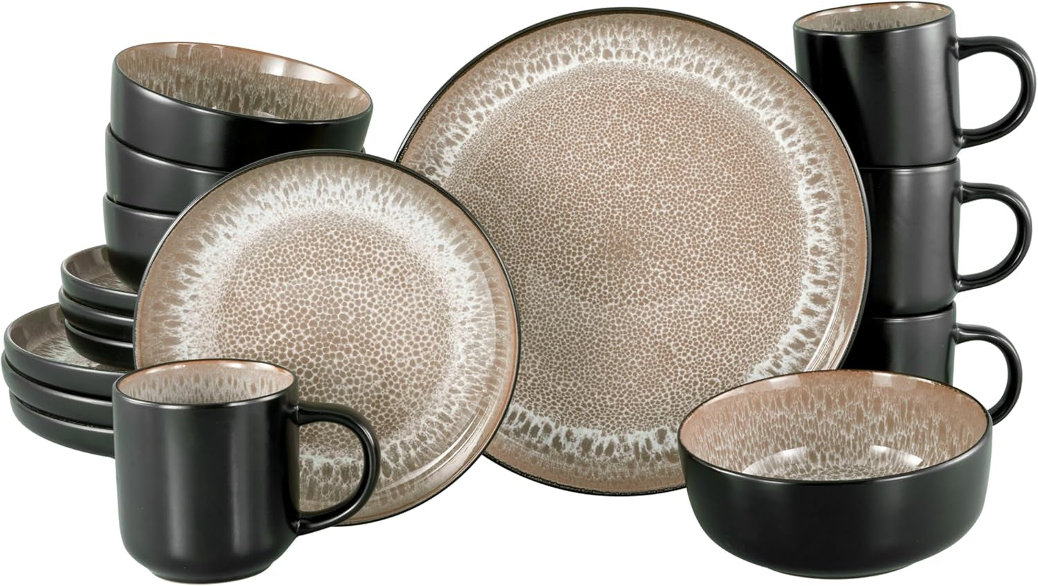 Creatable, 20166, Serie Nordic Fjord Green, 16-Teiliges Geschirrset Für 4 Personen, Kombiservice Aus Steinzeug, Spülmaschinen- Und Mikrowellengeeignet, Qualitätsproduktion Seturi vesela masa Naty Shop Creme Kombiservice 16-Tlg