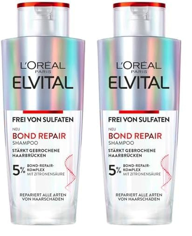 L'Oréal Paris Elvital Bond Repair Shampoo, Curățare delicată pentru repararea părului Duș și baie L'Oréal 2 x 200 ml Bond Repair Shampoo