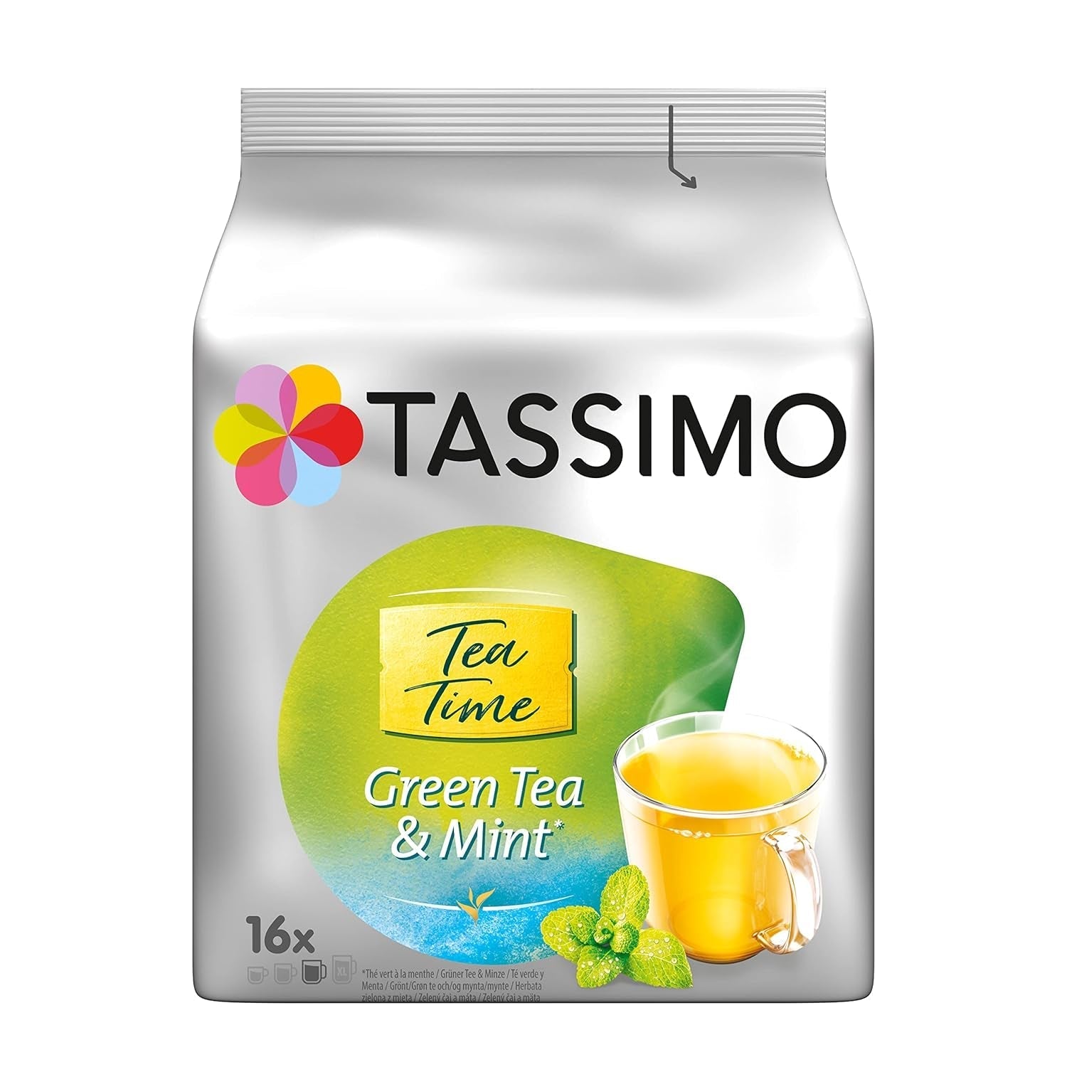 Capsule Tassimo Tea Time Ceai verde cu mentă, 5 x 16 paduri, 80 capsule de ceai