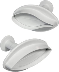 LY1002 Cutter pentru embosare cu motiv de crin cu nervuri, format mare, plastic, alb, 3 x 3 x 4 cm