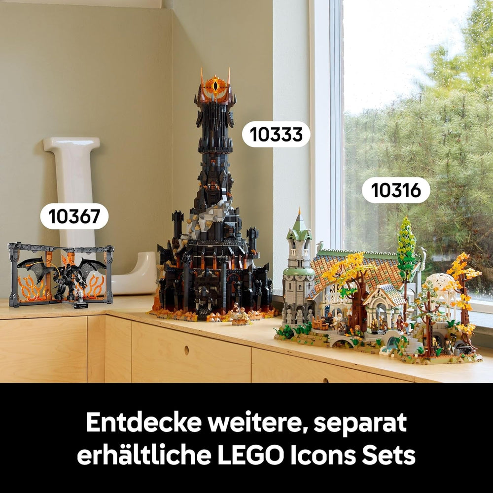 LEGO Icons Der Herr der Ringe: Balrog Bücherstütze - DIY Bücherregal Deko mit Gandalf dem Grauen Minifigur & Drachenfigur - Sammlerstück & Geschenk für Fans - 10367
