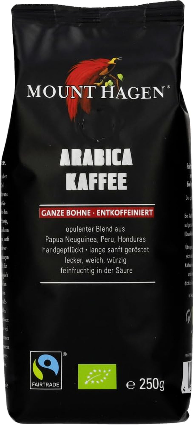 Boabe de cafea prăjite organic, decofeinizate (2 x 250g)
