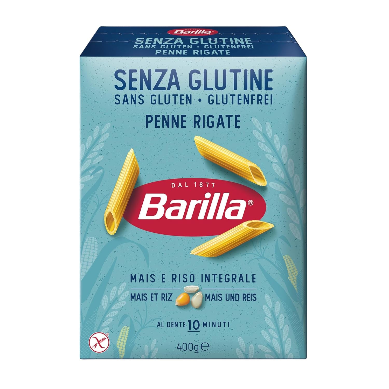 Paste Penne Rigate Barilla fără gluten, din orez și porumb – 1 pachet (1 x 400g)