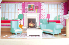 Bino Großes Puppenhaus aus Holz für Kinder ab 3 Jahren (Kinderzimmerzubehör, Spielzeughaus inklusive Puppenhauszubehör, 5 Räume, 3 Spielebenen, 111 Teile), mehrfarbig Naty Shop Puppenhäuser