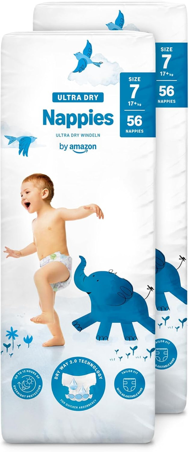 Scutece Ultra Dry de la Amazon, mărimea 3 (4-9 kg) - Cutie lunară, alb, 172 bucăți (2 pachete a câte 86) (Anterior sub marca Mama Bear, produs identic)