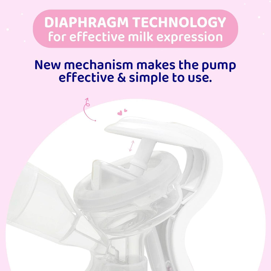 Pompa manuala Chicco Natural Feeling, pompa de alaptare cu tetina inclinata si capac ermetic, devine biberon - 150 ml Accesorii Hrana si Alaptare Bebe Naty Shop