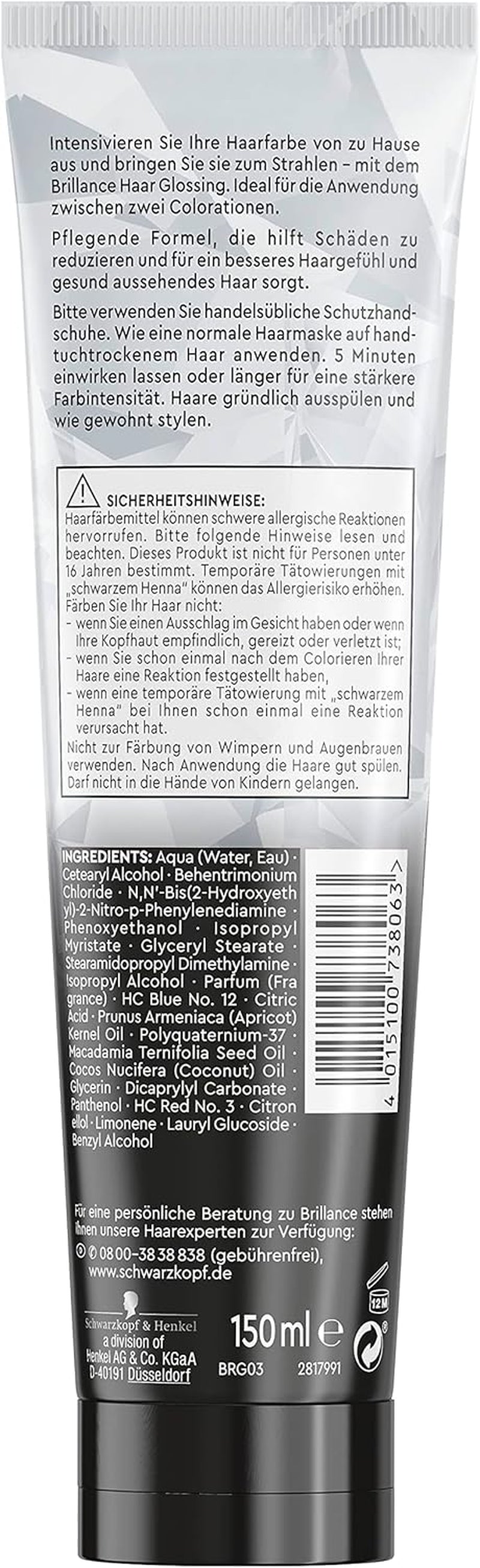 Brillance Shine Treatment, Hair Glossing Radiant Violet (150 ml), hrănește și intensifică culoarea părului, poate fi folosit ca o mască de păr, durează până la 6 spălări ale părului Vopsea pentru par Naty Shop