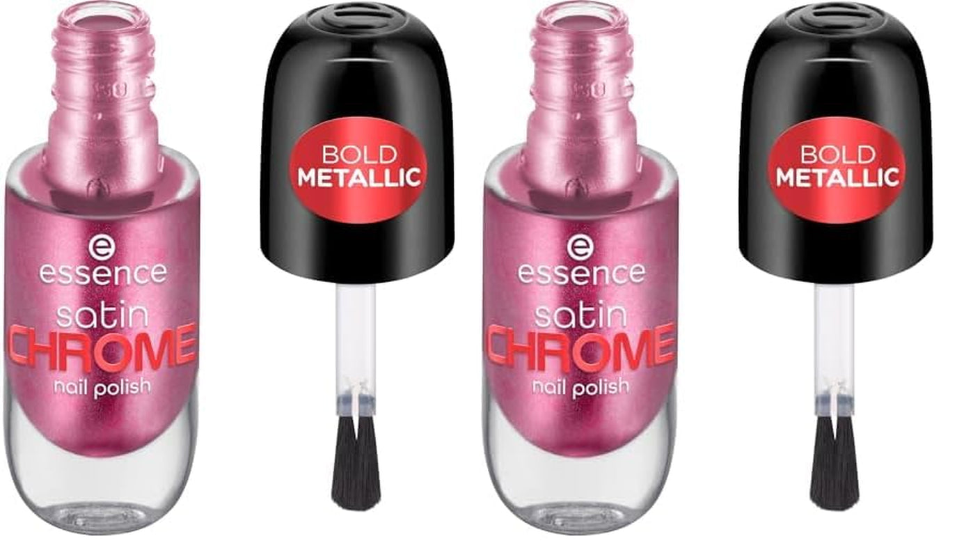 Oja Essence Satin CHROME, nr. 02, roz, acoperire completă, rezultate expres, pigmentată intens, metalică, vegană, fără particule de microplastic, fără parfum, fără parabeni, 1 pachet (8ml)
