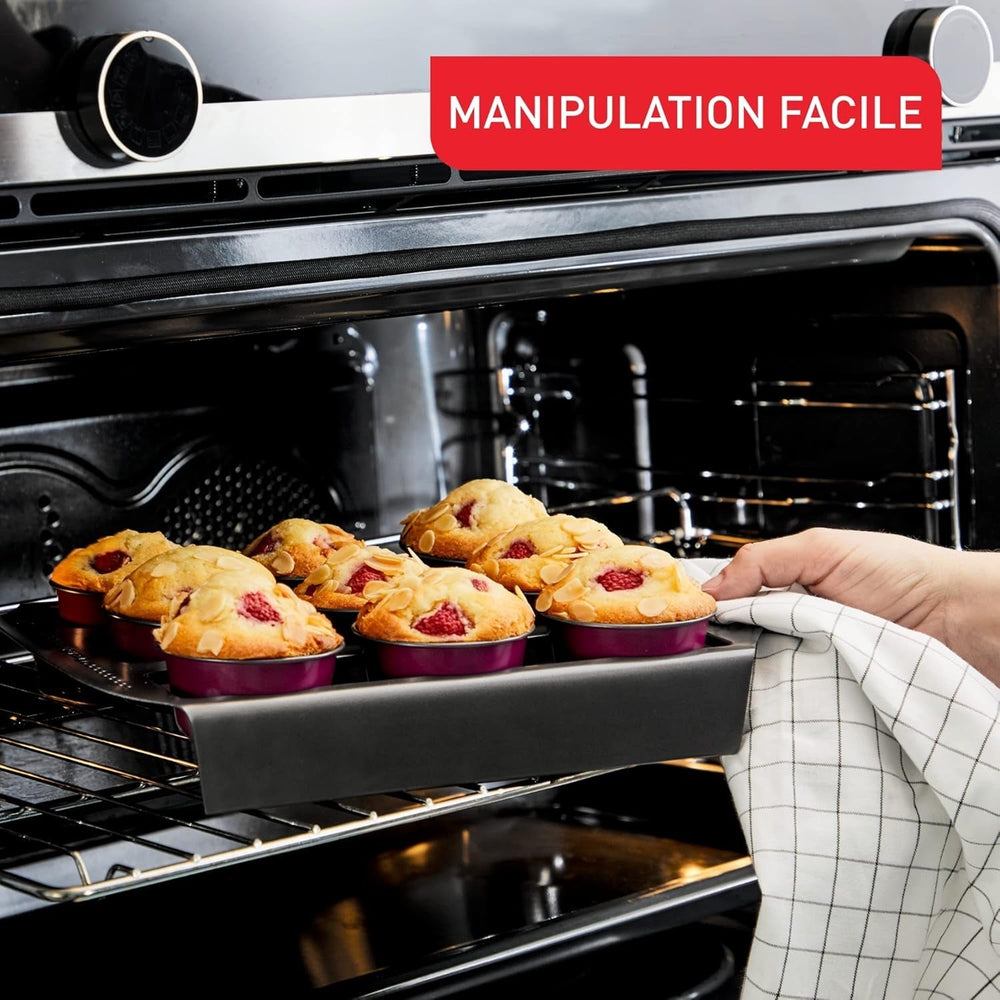Tefal Creabake Muffins Creabake Backformen, 7,5 cm, Antihaftbeschichtung, stapelbares System, kreative Rezepte für Süßigkeiten und Salade, einfaches Backen, Eisenfarben Formen und Tabletts zum Backen Naty Shop
