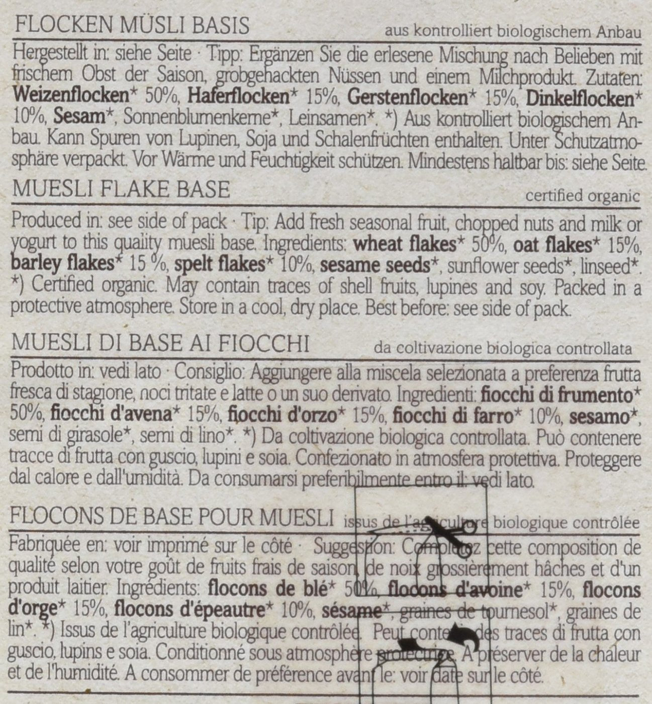 Verival Flakes Bază Muesli - Organic, pachet de 6 (6 x 1 kg)