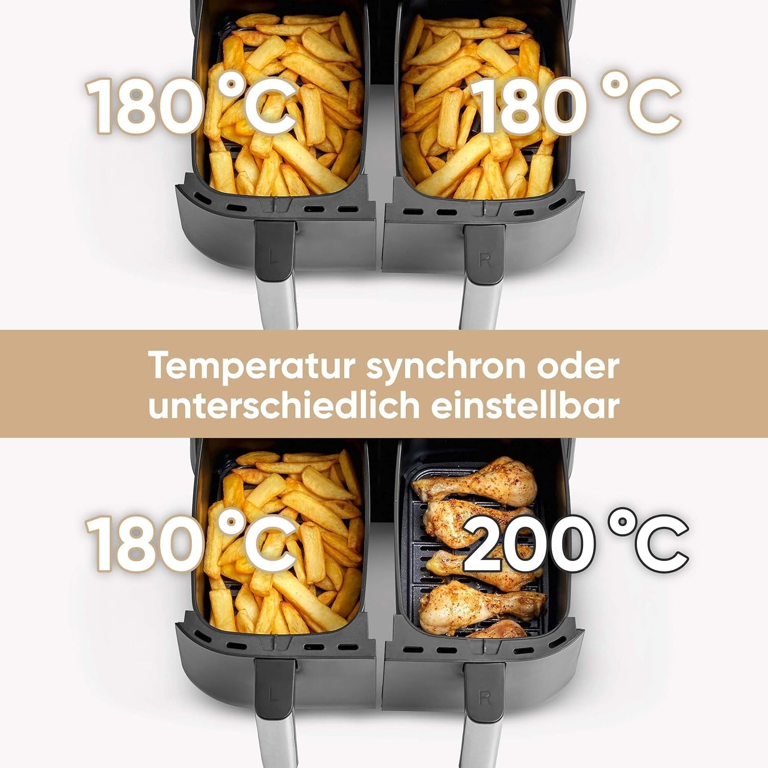 SEVERIN Friteuză cu aer cald dublă cu cameră de gătit de 2 X 3,8 L, 8 programe automate Electrocasnice Naty Shop