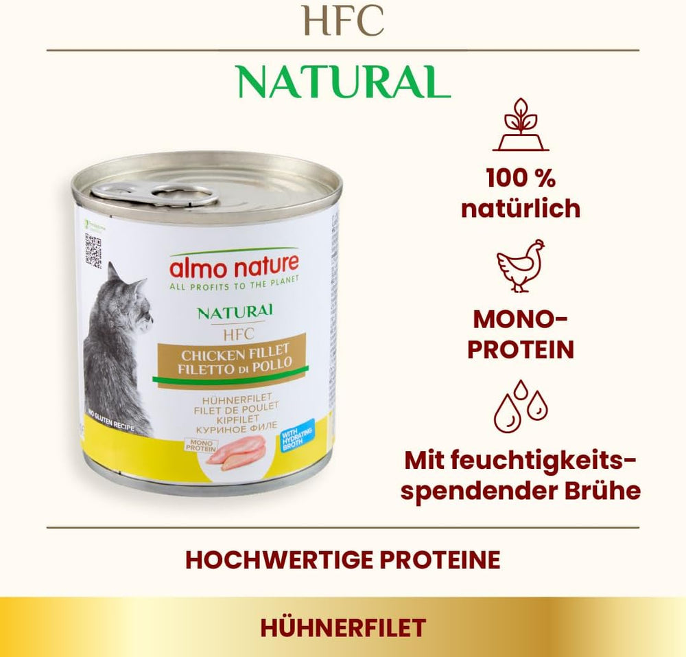 Almo Nature HFC Natural - Hrană umedă pentru pisici adulte - File de pui - 280g, pachet de 12