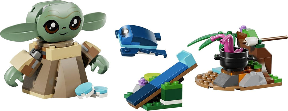 LEGO Star Wars 75443 Grogus Zuhause - Spielzeug mit Grogu Figur & Sorgan Frosch sowie Katapult & blauen Makronen - Geschenk für Jungen & Mädchen ab 4 Jahren und Fans von The Mandalorian