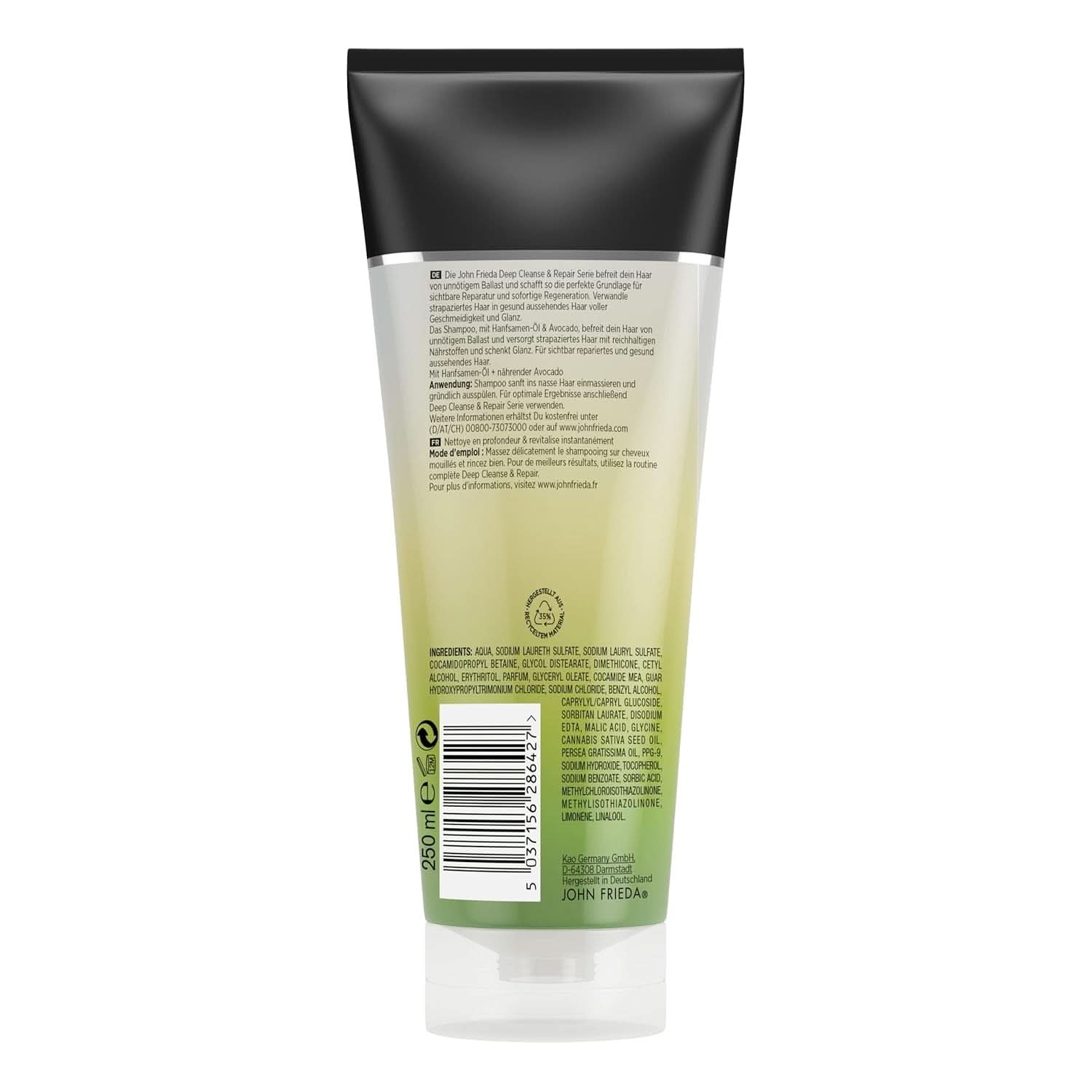 John Frieda, Reparaturshampoo für geschädigtes Haar Detox+Repair, 250 ml Dusche und Bad Naty Shop