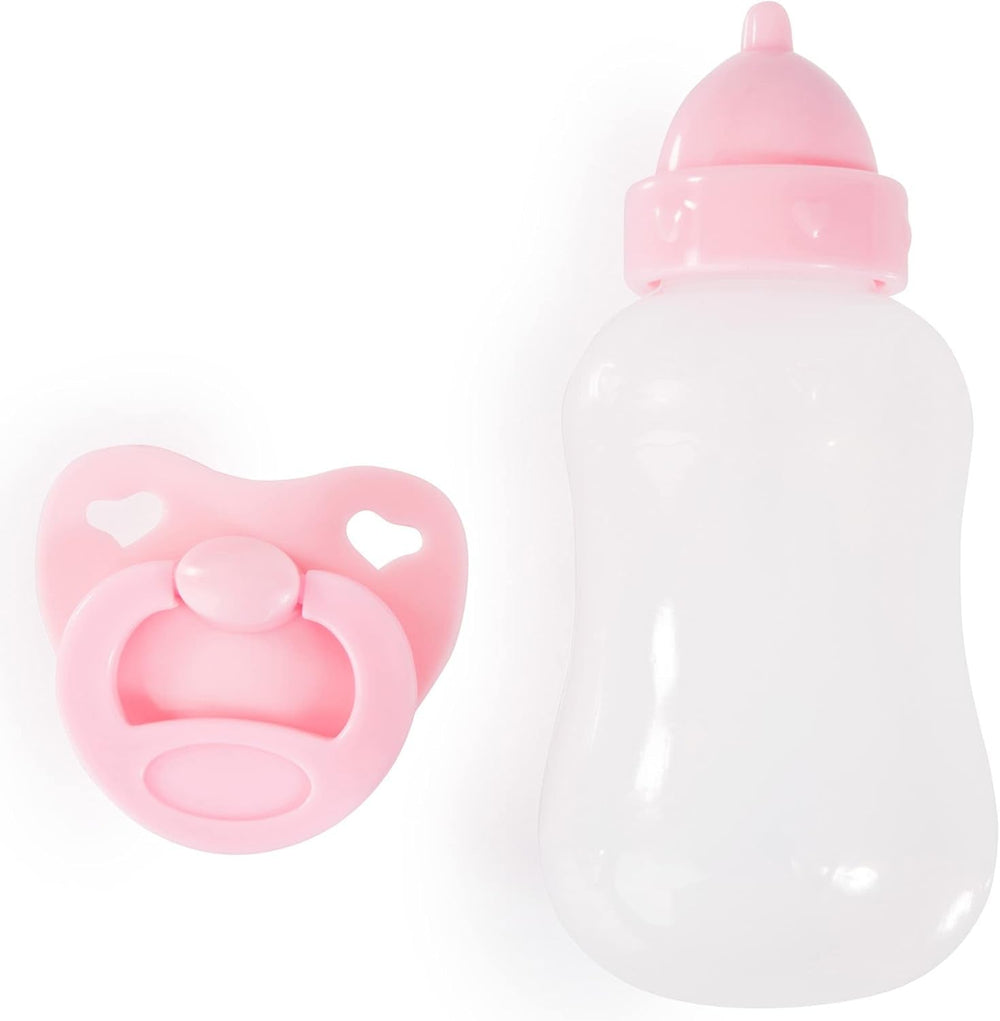 Bayer Design 93822AA Babypuppe Anna, spricht 24 Babylaute, weicher Körper, Schlafaugen, Schnuller, Flasche, 38 cm, rosa, Small