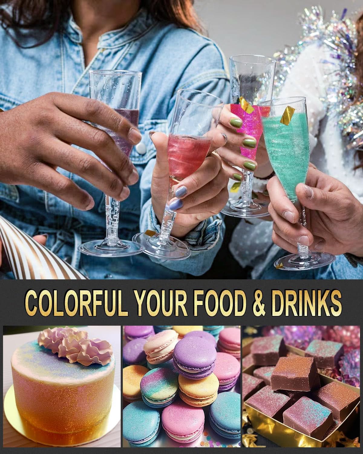 Essbarer Glitzer, verschiedene Farben und Mengen Naty Shop