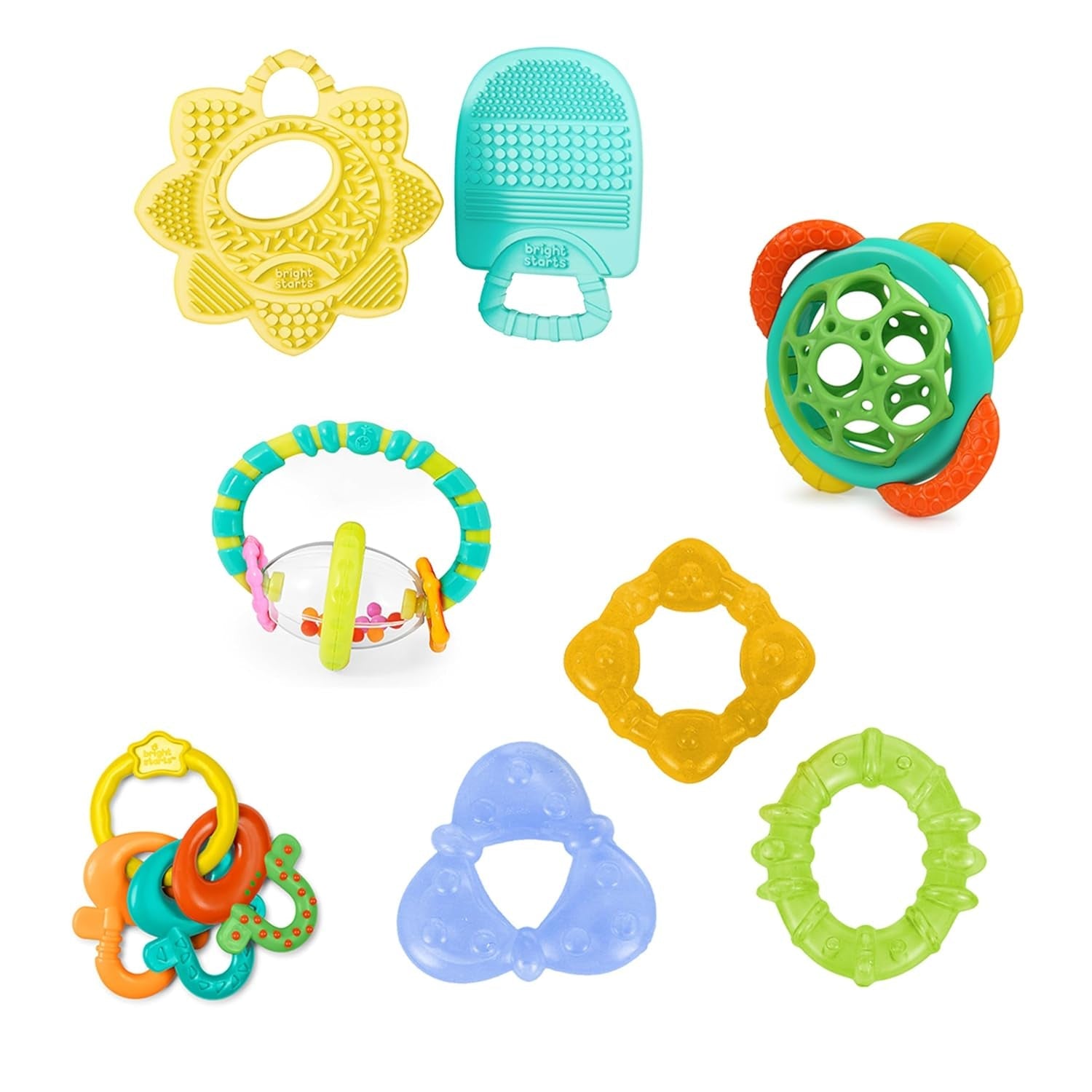 Set cadou Bright Starts Little Shakers cu 6 piese - Zornăitoare și jucării de dentiție pentru bebeluși, fără BPA, ușor de prins, unisex, pentru nou-născuți+
