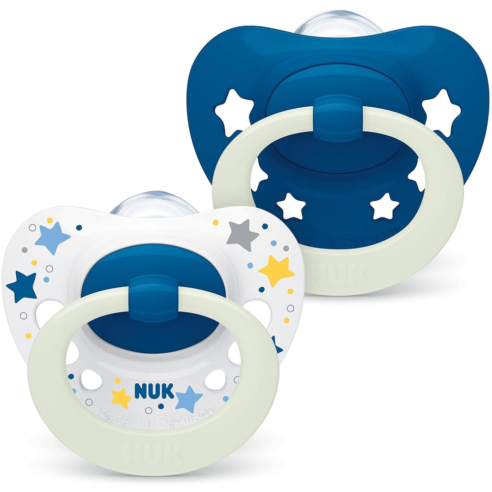 Suzete NUK Signature pentru bebeluși | 0-6 luni | Calmează 95% dintre bebeluși | Suzete din silicon în formă de inimă, fără BPA | Cu husă | Inimioare roz | Pachet de 2
