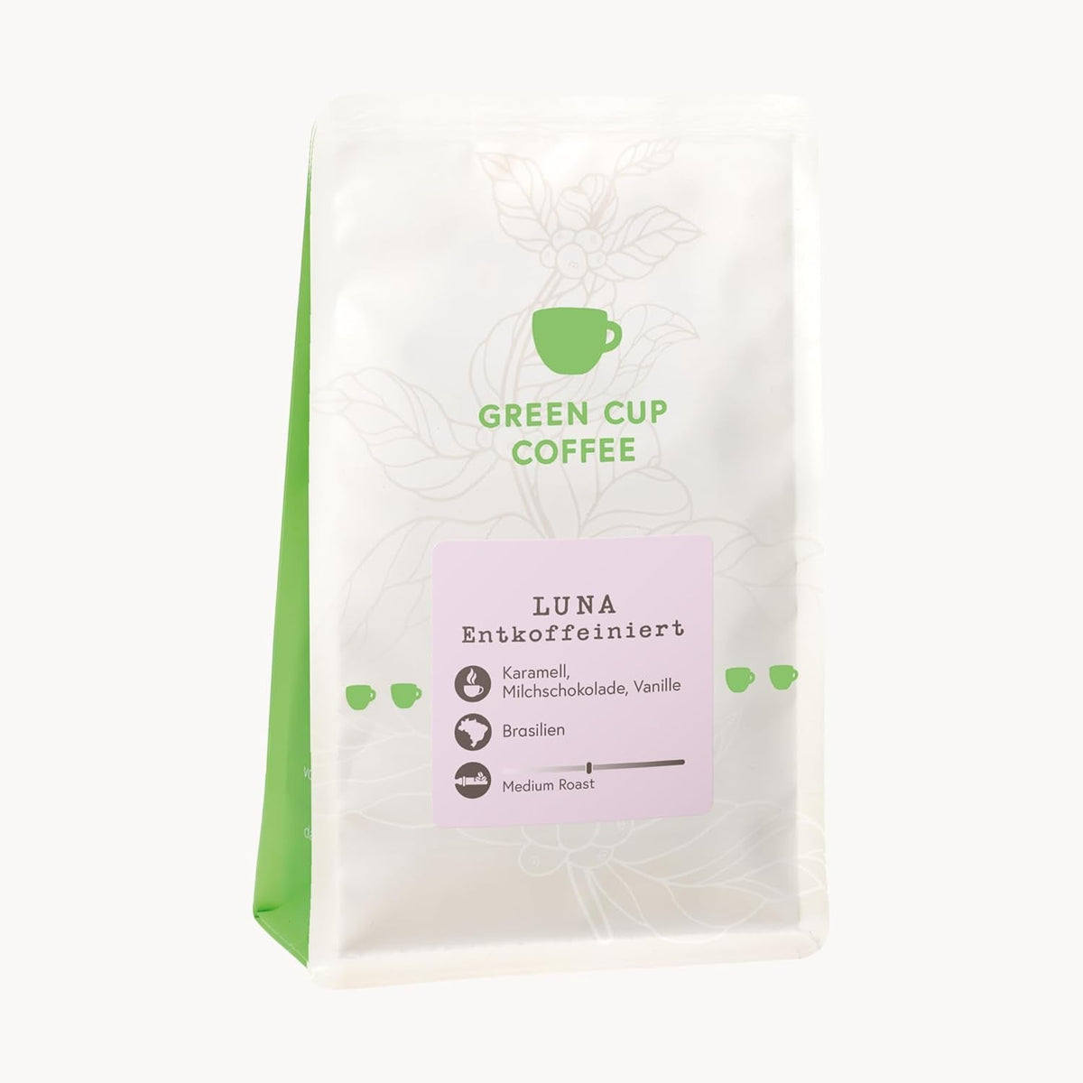 Cafea - Luna I 100% Arabica - Decofeinizată I Boabe de cafea 250g I Ideală pentru ibric Moka, portafiltru, aparat de cafea automat, cafea preparată și presă franceză cu arome dulci și de ciocolată I Prăjire medie