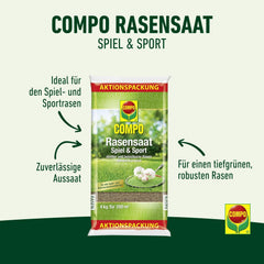 Compo Rasensaat Spiel Und Sport, Universelle Rasenmischung, 4 Kg, 200 M²