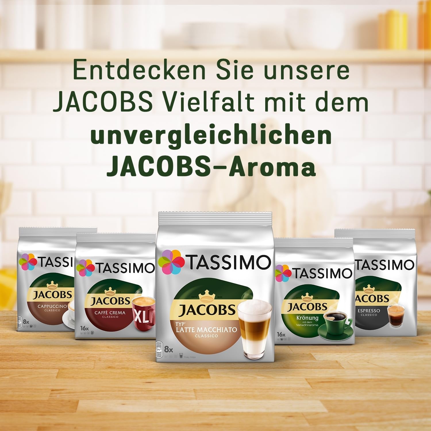 Tassimo Kapseln Jacobs Caffè Crema Classico, 5 x 16 Pads, 80 Kaffeekapseln