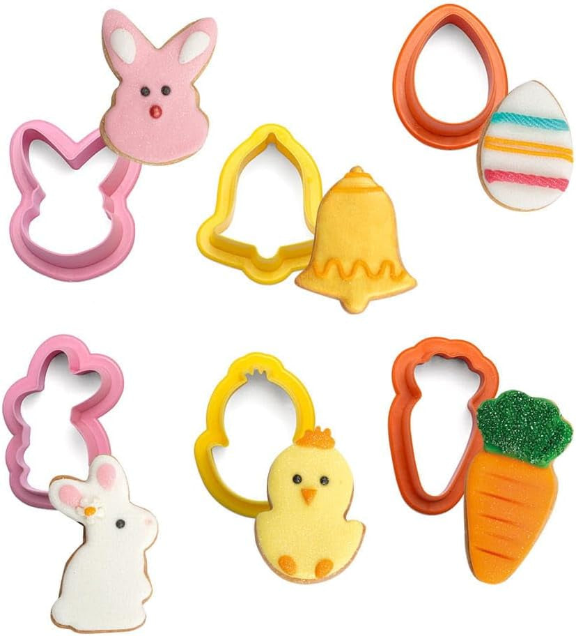 0255059 Set de forme mini pentru biscuiți de Paște din plastic, 6 piese