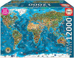 Educa - Minunea lumii, puzzle jigsaw 12000 piese adulți și copii de la 14 ani, harta lumii (19057) Puzzle Naty Shop Titlu implicit