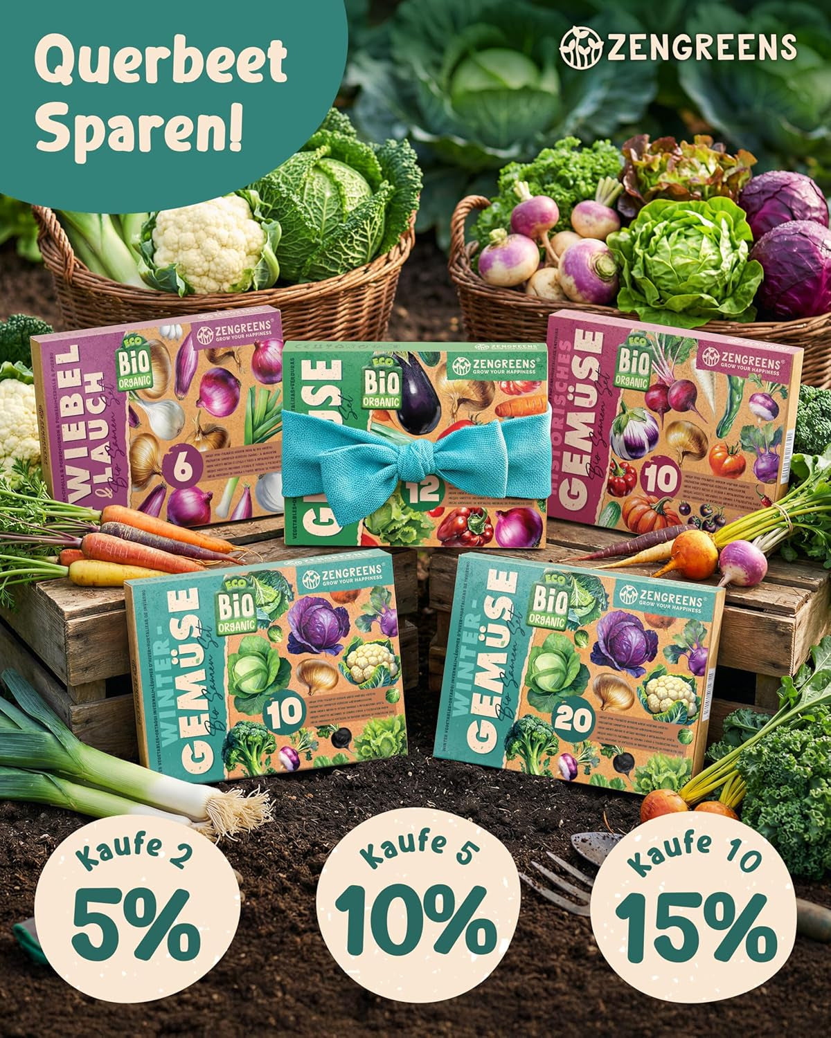 Bio Wintergemüsesamen Im 20Er Set - 20 Winter Gemüse Samen Für Den Einfachen Anbau Im Garten, Balkon Oder Hochbeet - Pflanzensamen - Saatgut