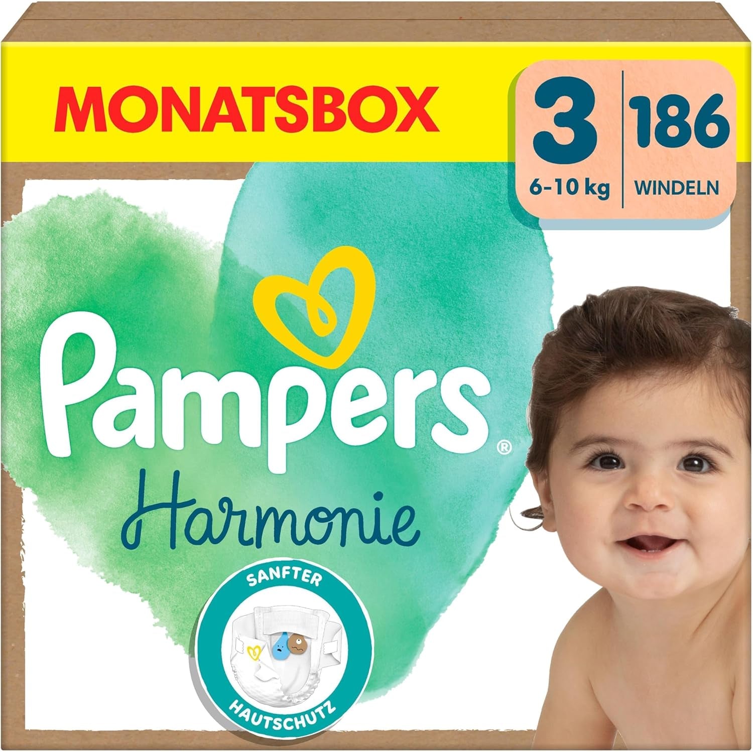 Scutece Pampers Harmony mărimea 1, 180 scutece, 2kg-5kg, protecție delicată a pielii cu protecție 100% Pampers