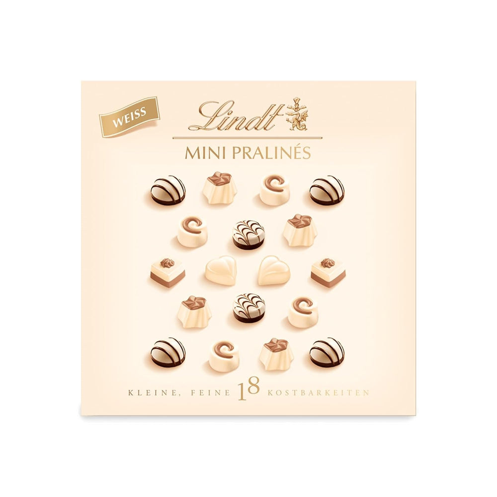 Lindt Chocolate - Nougat Mini-Pralinés, 165 Gramm, Schachtel mit 36 Pralinen Naty Shop Schokoladenbonbons 90 g Weiße Schokolade