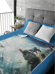 Zelda Sherpa-Decke – Sky Totk – 100 x 150 cm – offizielles Lizenzprodukt, grün, zwei HÃ“MADICT-Betten und Decken