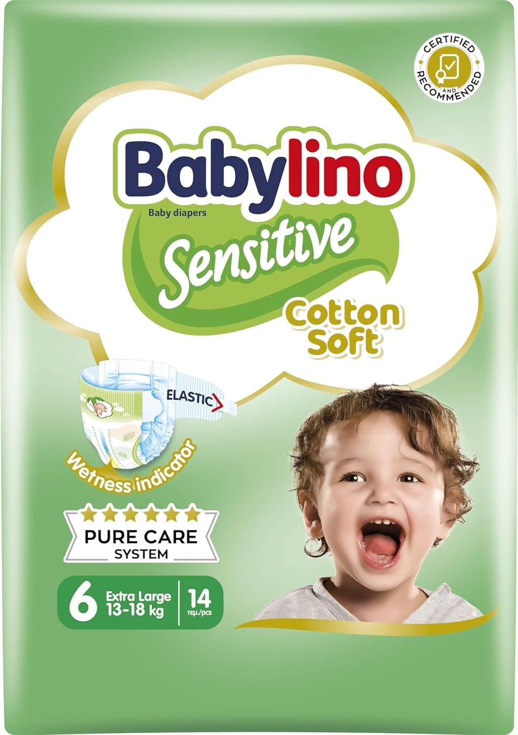 Babylino Sensitive, zarte Windeln für Kinder, verschiedene Größen Mutter und Kind Naty Shop Größe 6 (14 Stück)