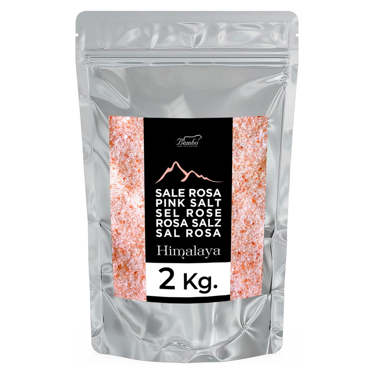 Bembo – gemahlenes rosa Himalaya-Salz (Salt Range, Pakistan) – 2 kg – Natriumarm, reich an Spurenelementen, ohne Konservierungsstoffe, Farbstoffe oder Rieselhilfen – Fein