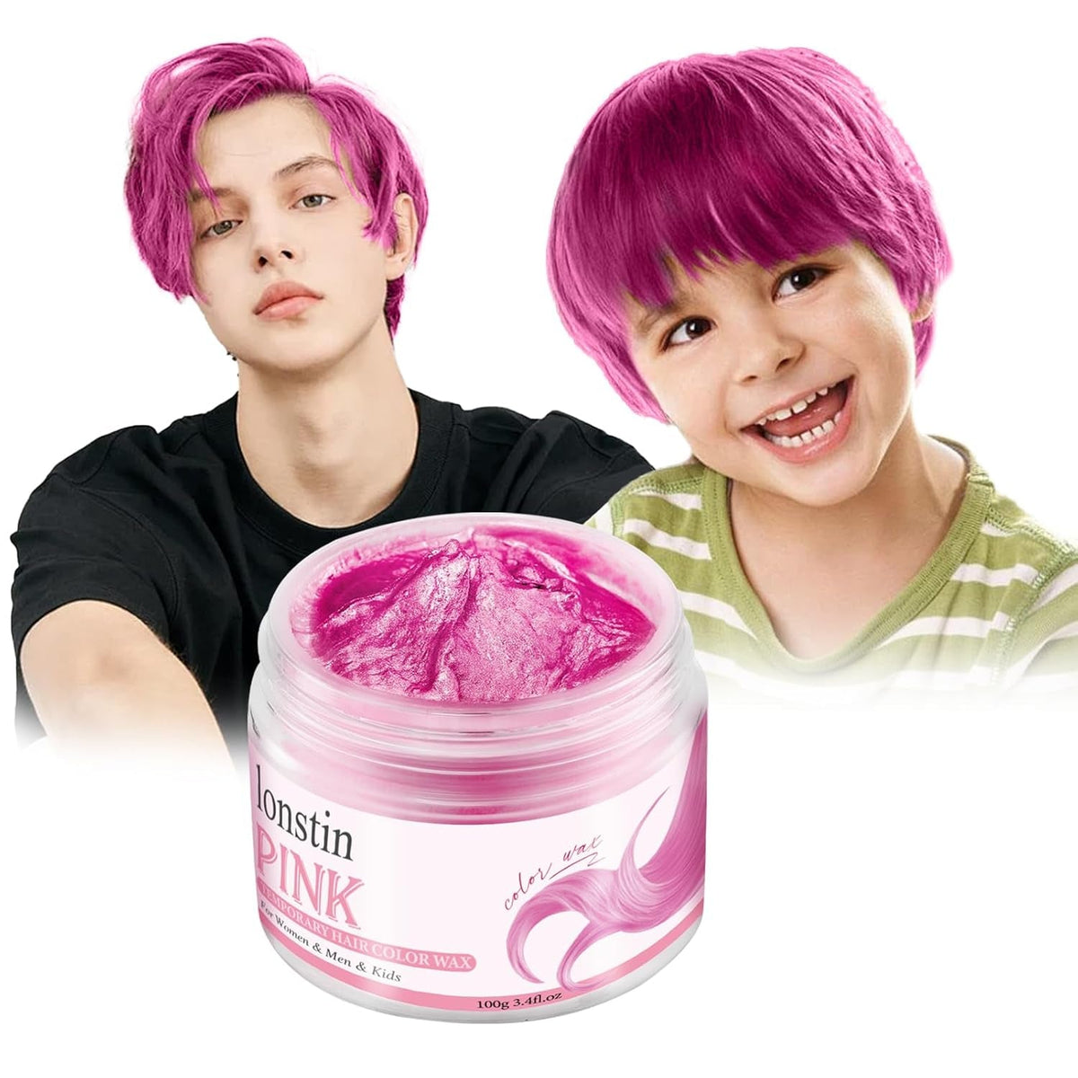 Vopsea de păr temporară roz lavabilă, ceară de păr temporară Culoare coafură naturală Pomade Vopsea de păr lavabilă pentru bărbați femei Party Cosplay Halloween Crăciun Vopsea pentru par Naty Shop Titlu implicit