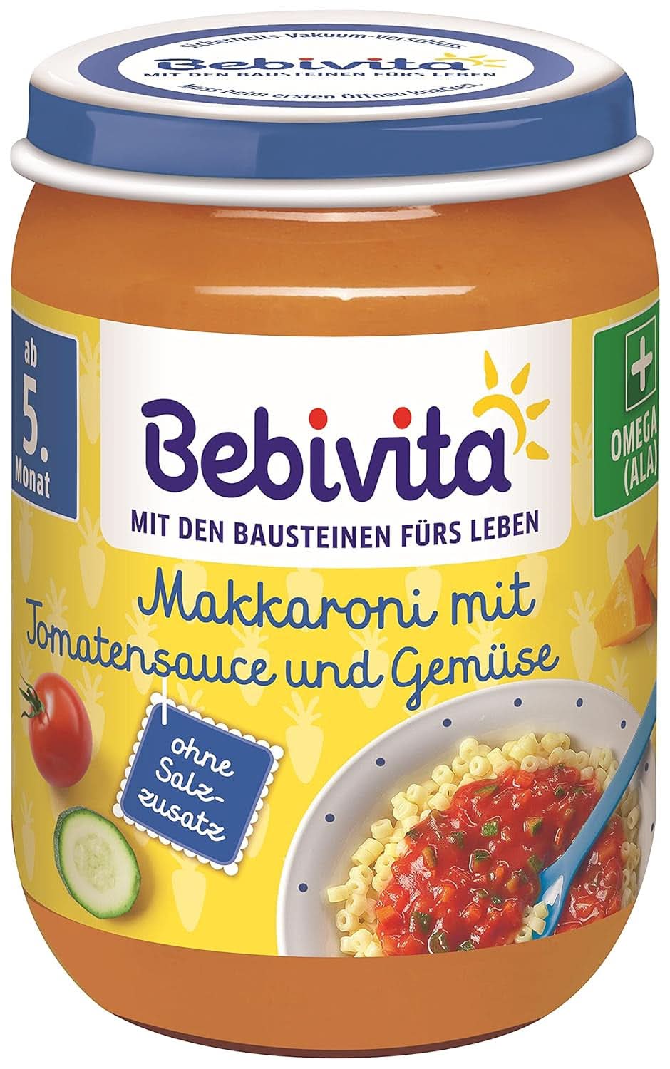 Menüs ab dem 5. Monat Makkaroni mit Tomatensauce und Gemüse, Packung 6 (6 x 190g) Mutter und Kind Naty Shop 190 G (1. Packung) Makkaroni mit Tomatensauce und Gemüse
