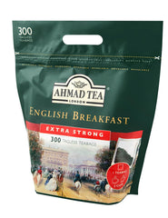 Ahmad Tea - English Breakfast - Ceai negru pentru micul dejun - Ceai Assam &amp; Ceylon - Pliculețe de ceai englezesc fără bandă, cu 2 g de ceai per porție - Pachet mare cu 300 de pliculețe de ceai (pachet cu 2)