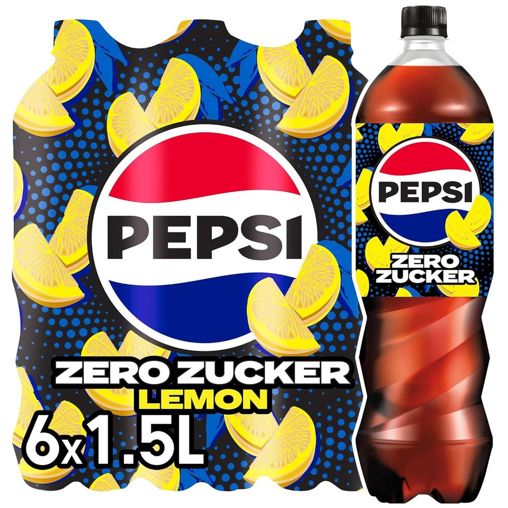 Pepsi Zero Sugar Lemon, Pepsi's zuckerfreies Erfrischungsgetränk mit Zitronengeschmack, Set 6 x 1,25 Liter Naty Shop Classic Version
