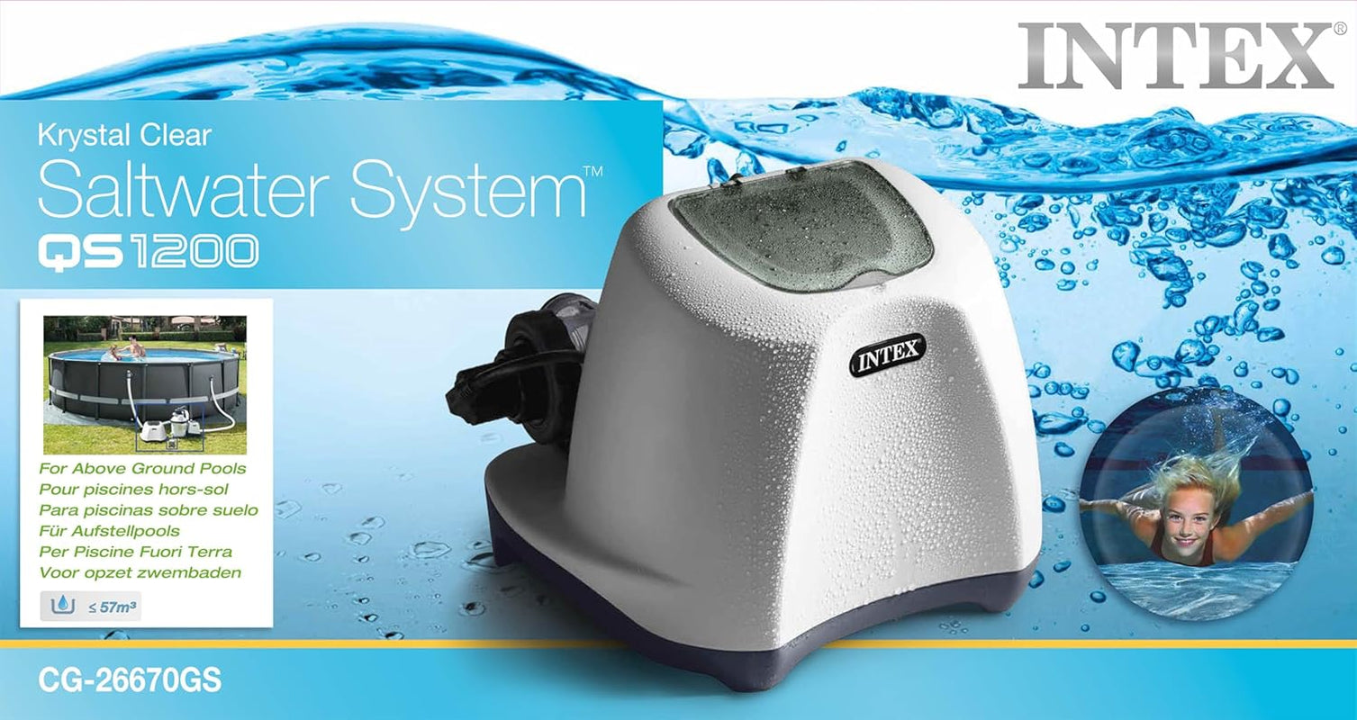 Sistem de acvariu cu apă sărată Intex Krystal Clear 12V, gri, 45.5x31x25.2 cm, 28670GS