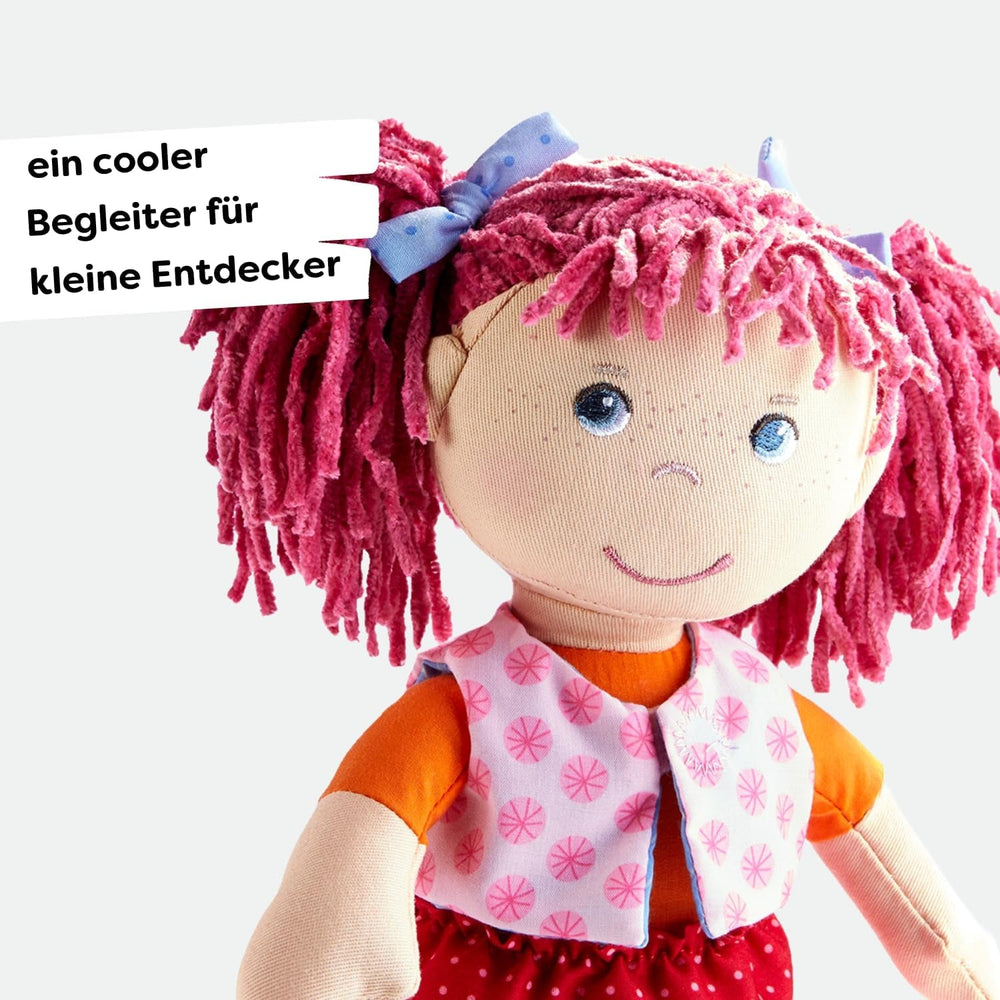 HABA Puppe Lilli-Lou – Weiche Stoffpuppe ab 18 Monaten – 30 cm mit Kleidung & Haaren – Ideale Spielgefährtin für Kleinkinder – 1302842001