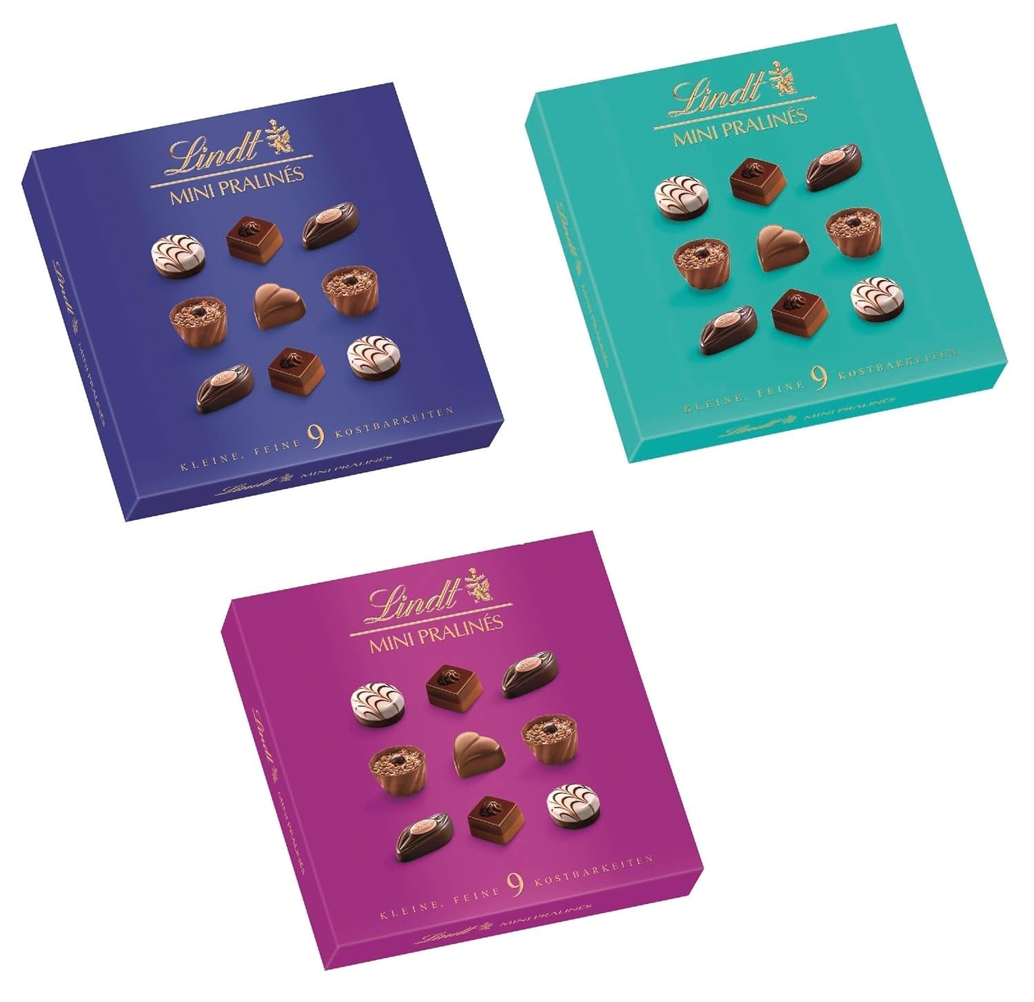Lindt Chocolate - Nougat Mini-Pralinés, 165 Gramm, Schachtel mit 36 Pralinen Naty Shop Schokoladenbonbons 44 G Mix