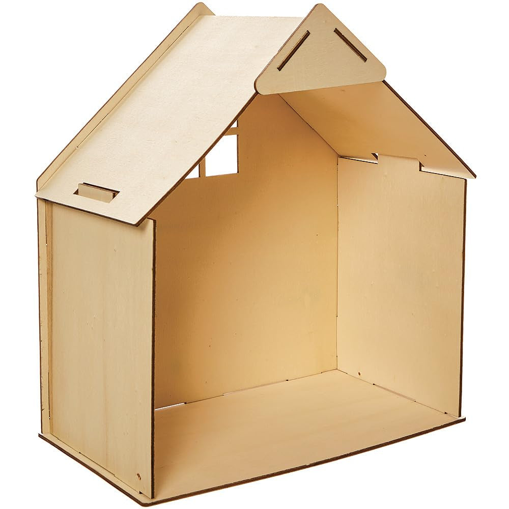 Baker Ross FN199 kit casă de păpuși din lemn - 1-pack, kit casă de păpuși pentru copii, kit de artizanat Casute de papusi Naty Shop