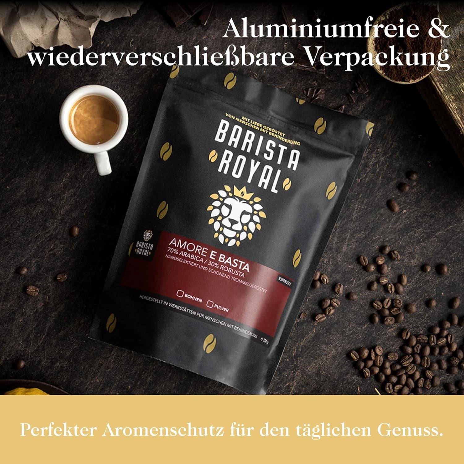 Set Degustare Cafea Boabe Întregi 5 x 350g | Pachet Descoperire Boabe de Cafea în Set Cadou | Arabica | Comerț Echitabil | Vegan | Ideal pentru Espressoare Automate, Espressoare cu Filtru, Espressoare Pour-Over și Prese Franceze | BARISTA ROYAL