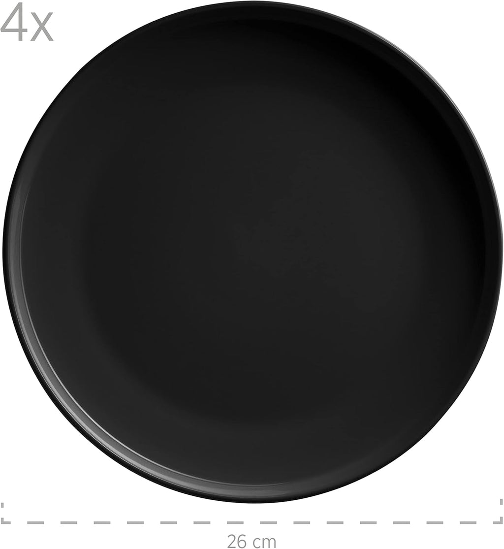 MÄSER 931961 Serie Alenia, Geschirr Set Für 4 Personen in Modernem Skandinavischem Design, 16-Teiliges Kombiservice Aus Keramik in Schwarz, Steinzeug Seturi vesela masa Naty Shop