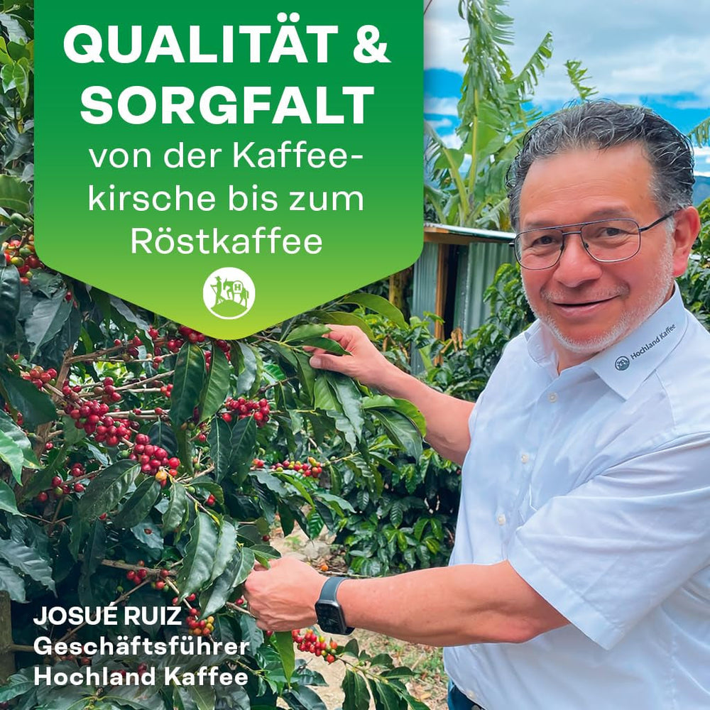 Highland Coffee – Espresso Decofeinizat (250g) – Decofeinizat, Puternic și Armonios – Ciocolată Neagră, Lemn de Cedru, Malț – Pentru Espressoare Portafilter și Automate – Arabica și Robusta – America Latină și India