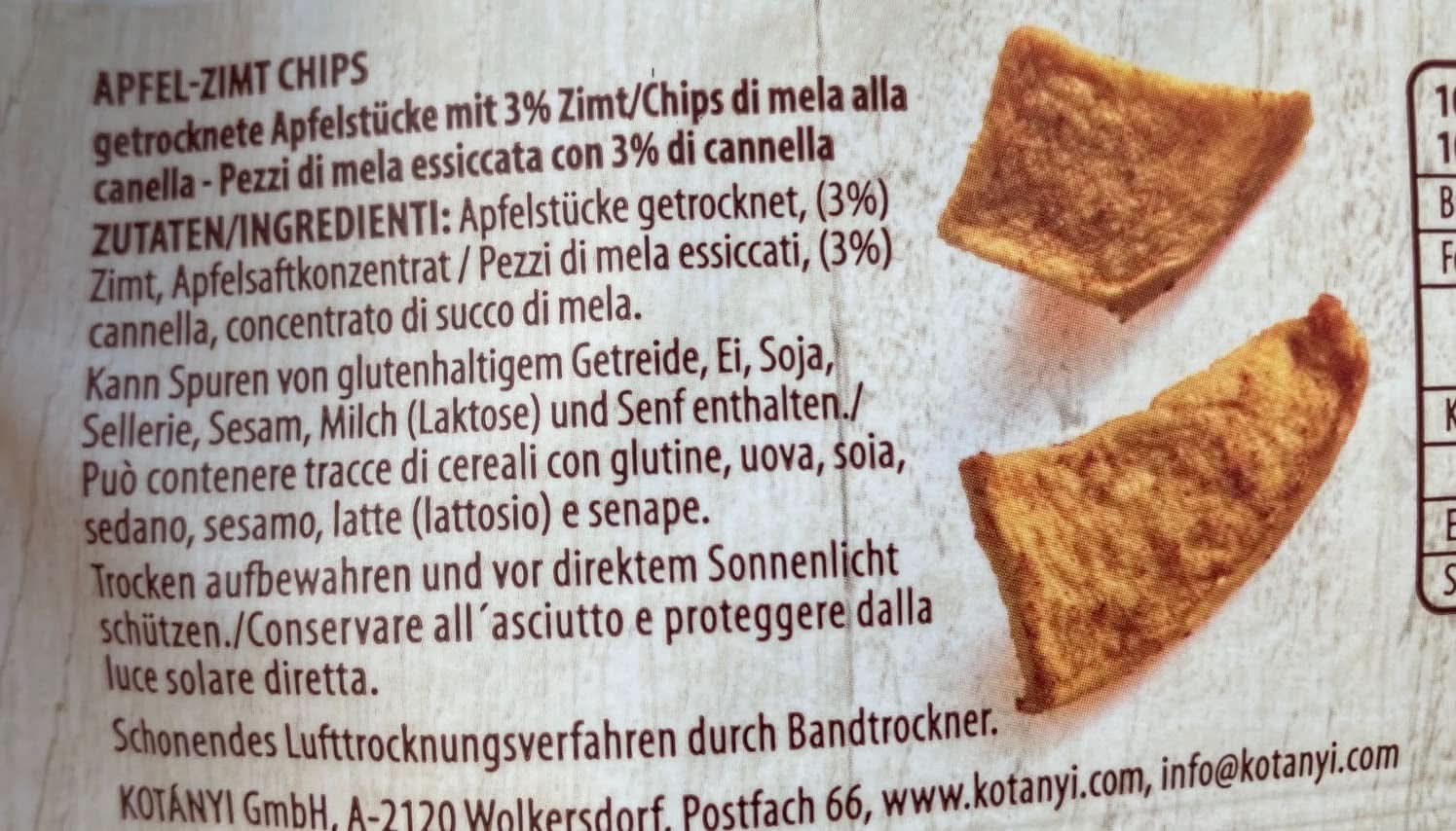 Kotanyi getrocknete Apfelstücke mit Zimt, 100 % natürlich, 9 x 40 Gramm Dehydrierte Produkte Naty Shop