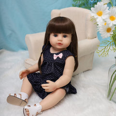 ZIYIUI 22 inch (55 cm) Păpușă Reborn Baby Fetiță Corp Complet Silicon Vinil Realistică Păpuși Reborn Reale Nou-născute Fetiță cu Păr Lung Cadouri pentru Copii Jucărie Realistică Manuală