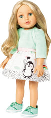 Heless 1124 - Kleid für Puppen im Pinguin Pünktchen Design, aus Softvelours und mit Pinguin-Aufdruck, Größe 28 - 35 cm